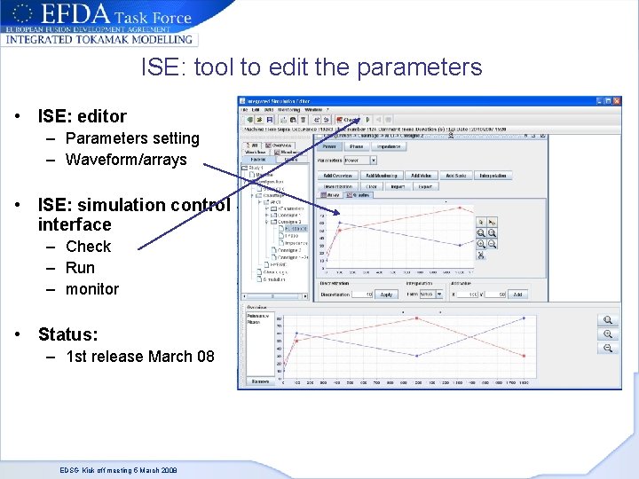 ISE: tool to edit the parameters • ISE: editor – Parameters setting – Waveform/arrays