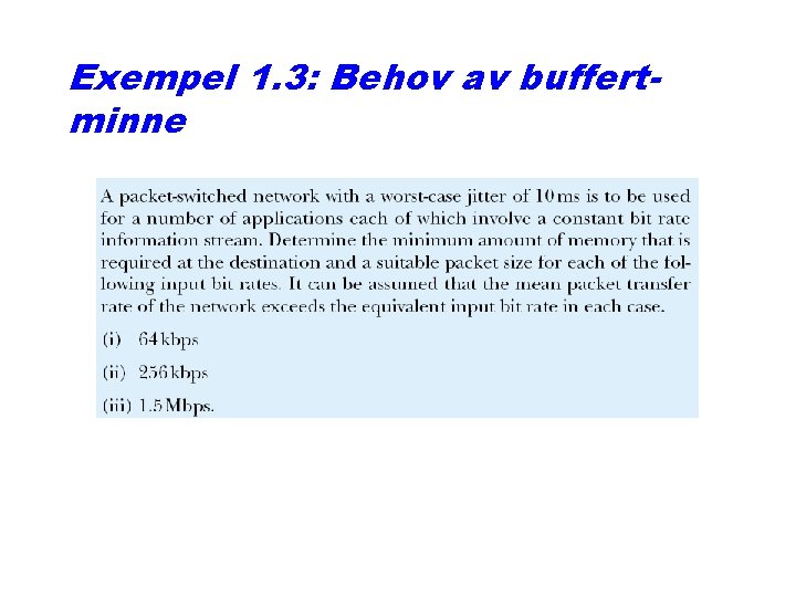 Exempel 1. 3: Behov av buffertminne 