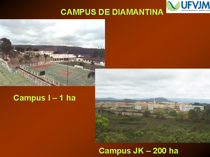 CAMPUS DE DIAMANTINA Campus I – 1 ha Campus JK – 200 ha 