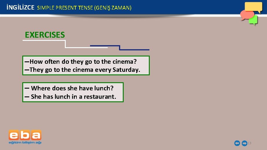 İNGİLİZCE SIMPLE PRESENT TENSE (GENİŞ ZAMAN) EXERCISES How often do they go to the