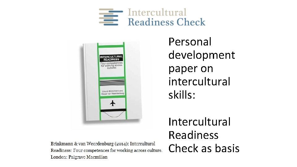 Personal development paper on intercultural skills: Intercultural Readiness Check as basis 