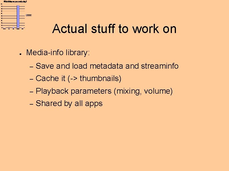 Actual stuff to work on ● Media-info library: – Save and load metadata and