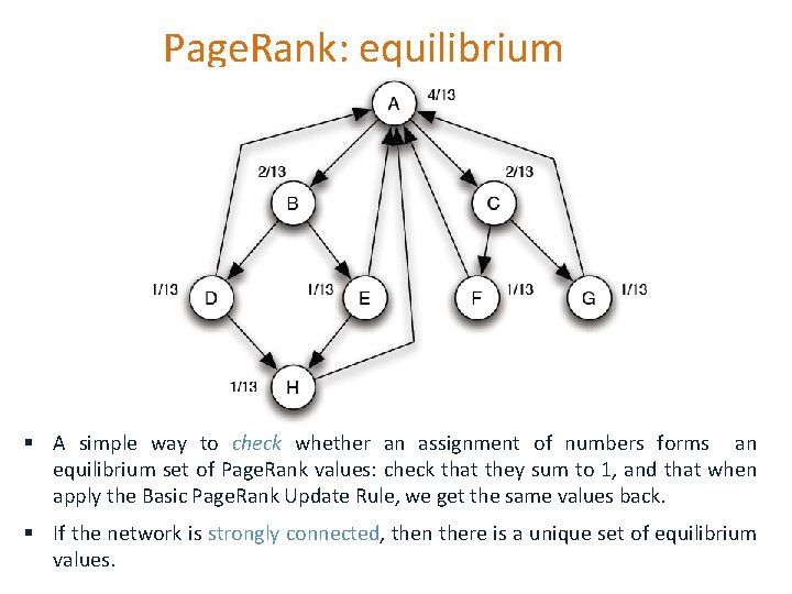 Page. Rank: equilibrium § A simple way to check whether an assignment of numbers