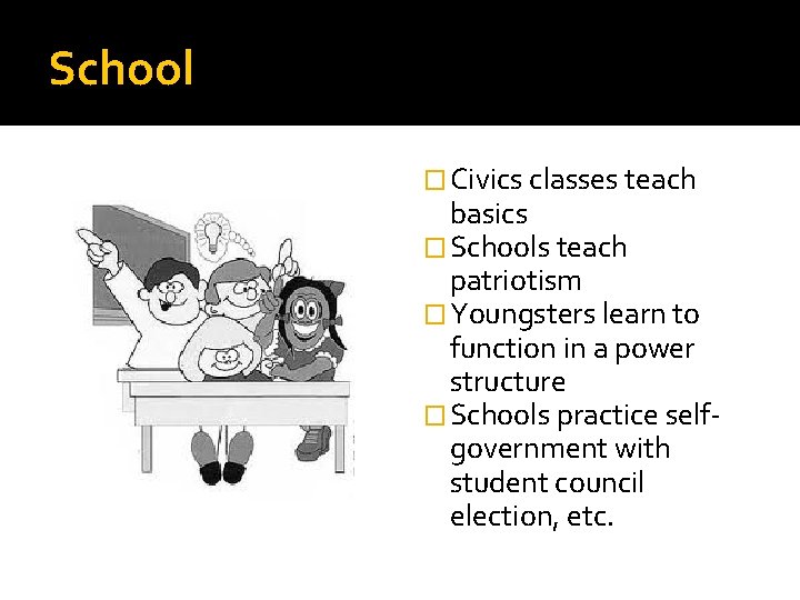 School � Civics classes teach basics � Schools teach patriotism � Youngsters learn to