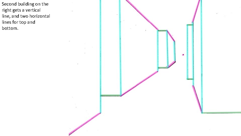 Second building on the right gets a vertical line, and two horizontal lines for