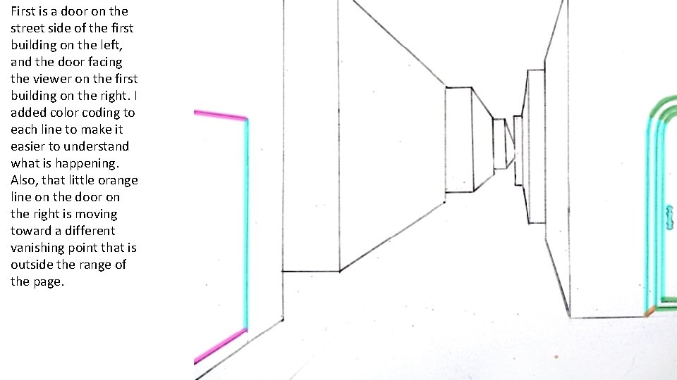 First is a door on the street side of the first building on the