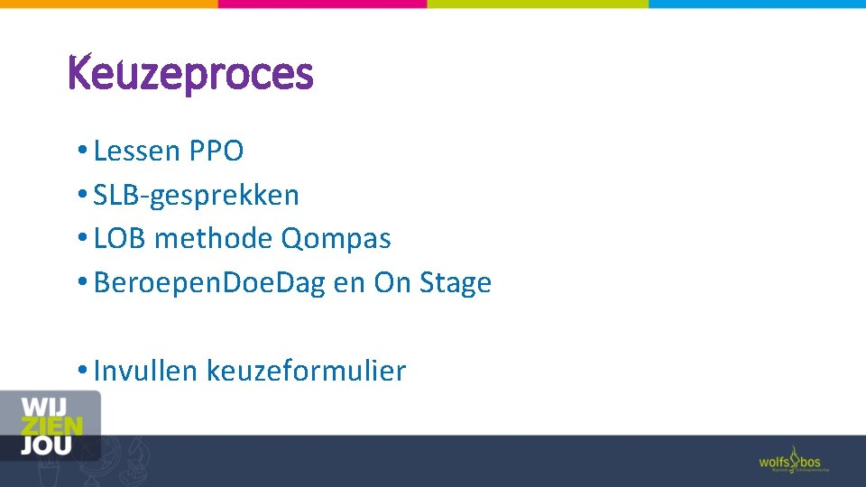 Keuzeproces • Lessen PPO • SLB-gesprekken • LOB methode Qompas • Beroepen. Doe. Dag