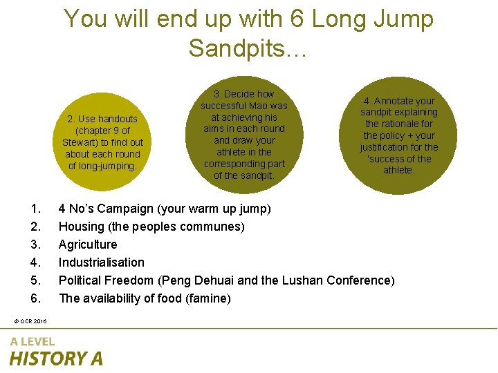 You will end up with 6 Long Jump Sandpits… 2. Use handouts (chapter 9