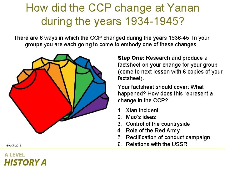 How did the CCP change at Yanan during the years 1934 -1945? There are