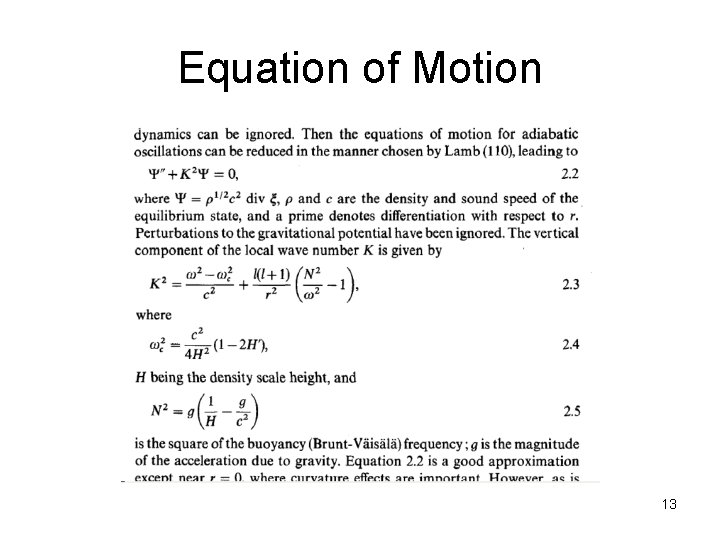 Equation of Motion 13 