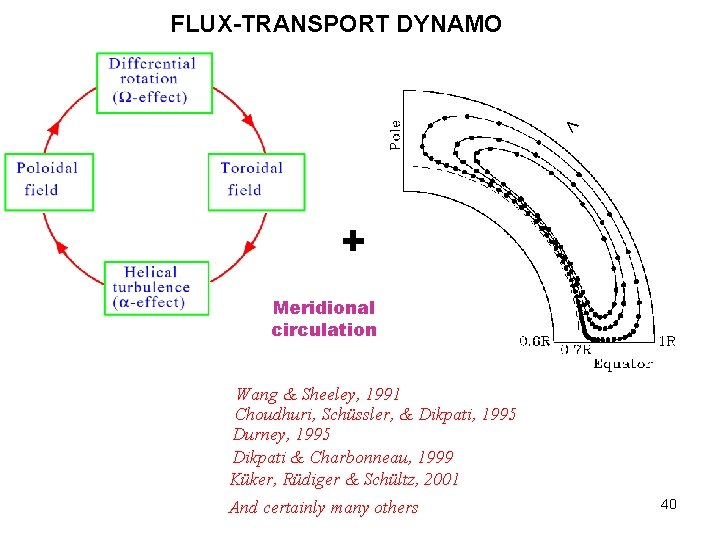 FLUX-TRANSPORT DYNAMO < + Meridional circulation Wang & Sheeley, 1991 Choudhuri, Schüssler, & Dikpati,
