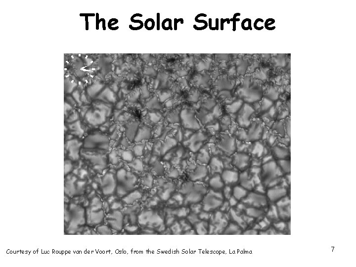 The Solar Surface Courtesy of Luc Rouppe van der Voort, Oslo, from the Swedish