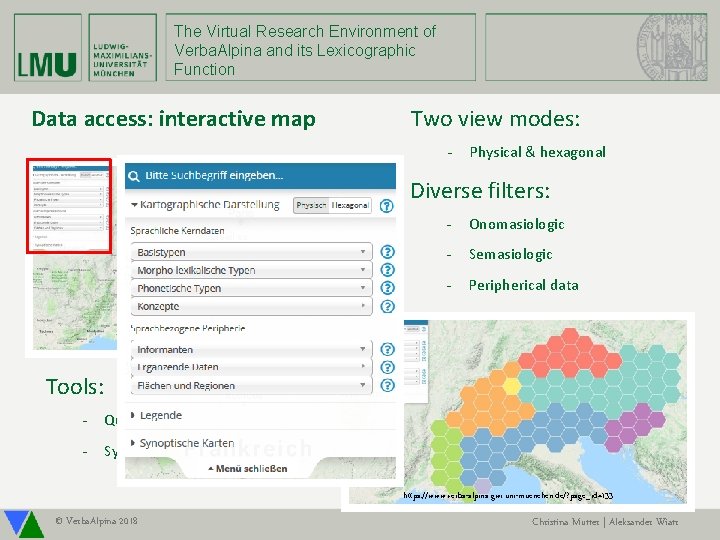 The Virtual Research Environment of Verba. Alpina and its Lexicographic Function Data access: interactive
