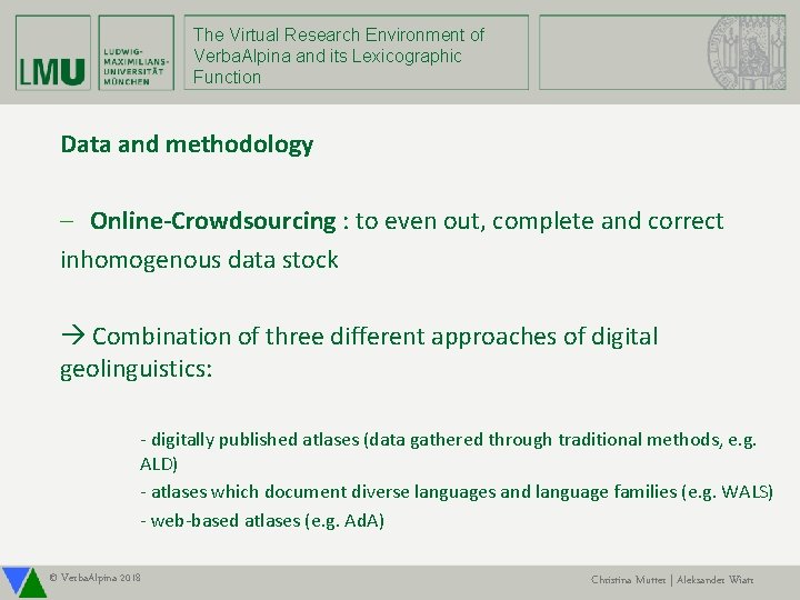 The Virtual Research Environment of Verba. Alpina and its Lexicographic Function Data and methodology