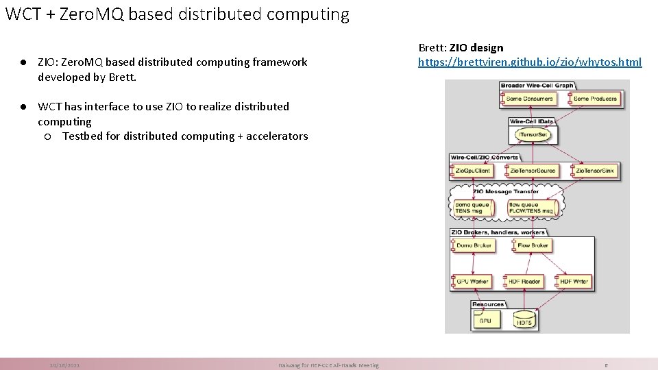 WCT + Zero. MQ based distributed computing ● ZIO: Zero. MQ based distributed computing