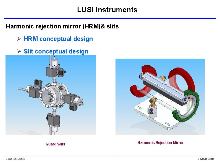 LUSI Instruments Harmonic rejection mirror (HRM)& slits Ø HRM conceptual design Ø Slit conceptual