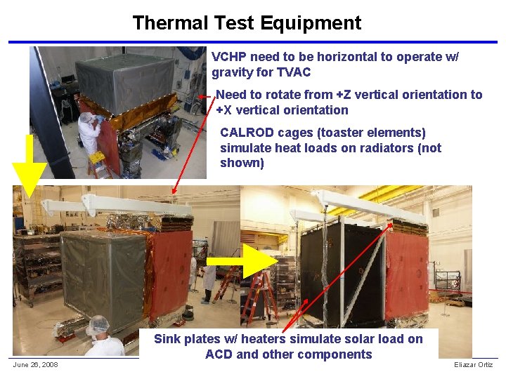 Thermal Test Equipment VCHP need to be horizontal to operate w/ gravity for TVAC