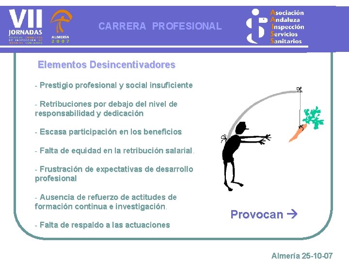 CARRERA PROFESIONAL Elementos Desincentivadores - Prestigio profesional y social insuficiente - Retribuciones por debajo