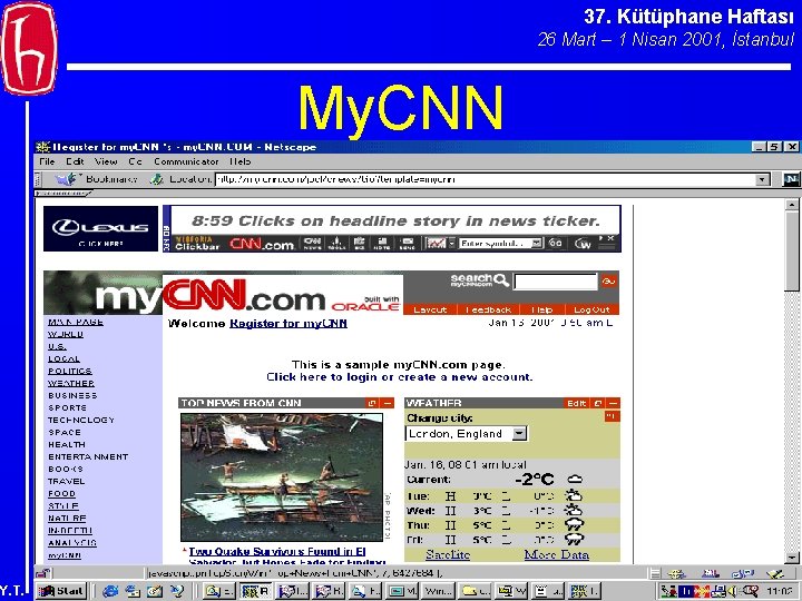 37. Kütüphane Haftası 26 Mart – 1 Nisan 2001, İstanbul My. CNN Y. T.