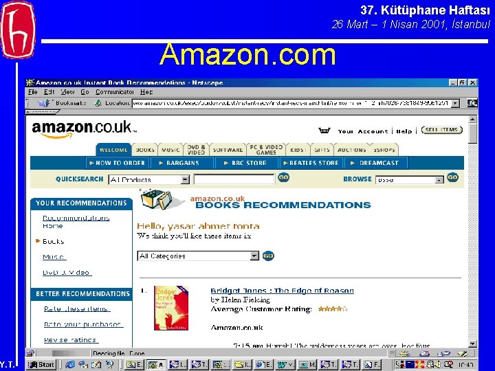 37. Kütüphane Haftası 26 Mart – 1 Nisan 2001, İstanbul Amazon. com Y. T.