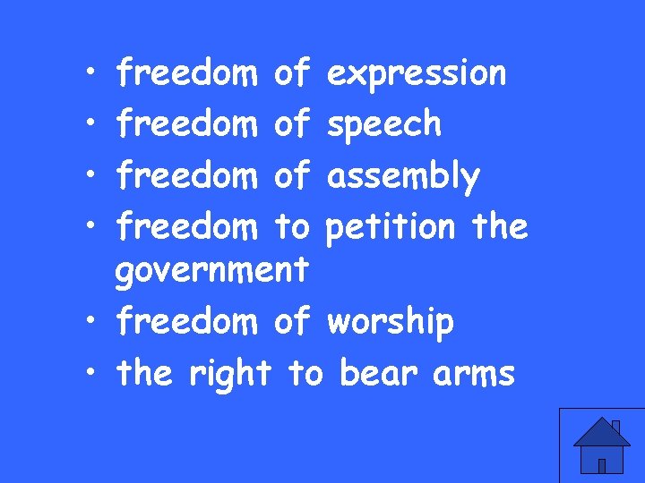  • • freedom of expression freedom of speech freedom of assembly freedom to