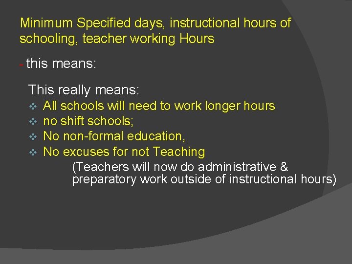 Minimum Specified days, instructional hours of schooling, teacher working Hours - this means: This Minimum Specified days, instructional hours of schooling, teacher working Hours - this means: This