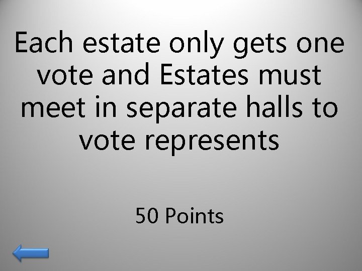 Each estate only gets one vote and Estates must meet in separate halls to