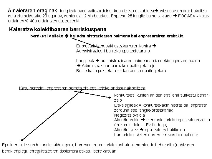 Amaieraren eraginak; langileak badu kalte-ordaina kobratzeko eskubidea antzinatasun urte bakoitza dela eta soldatako 20