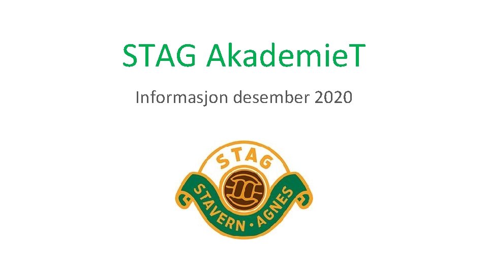 STAG Akademie. T Informasjon desember 2020 