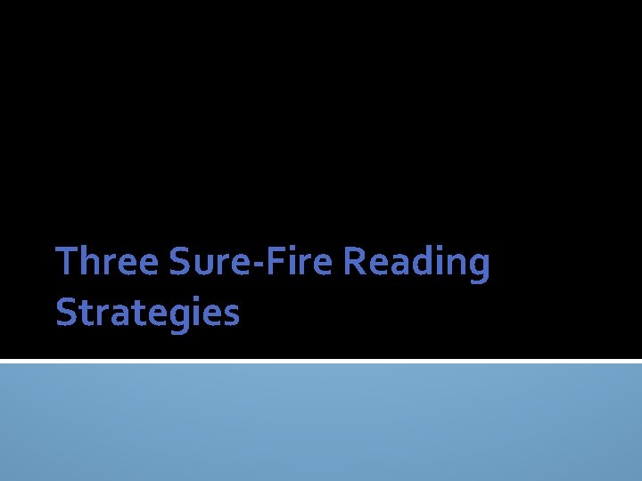 Three Sure-Fire Reading Strategies 