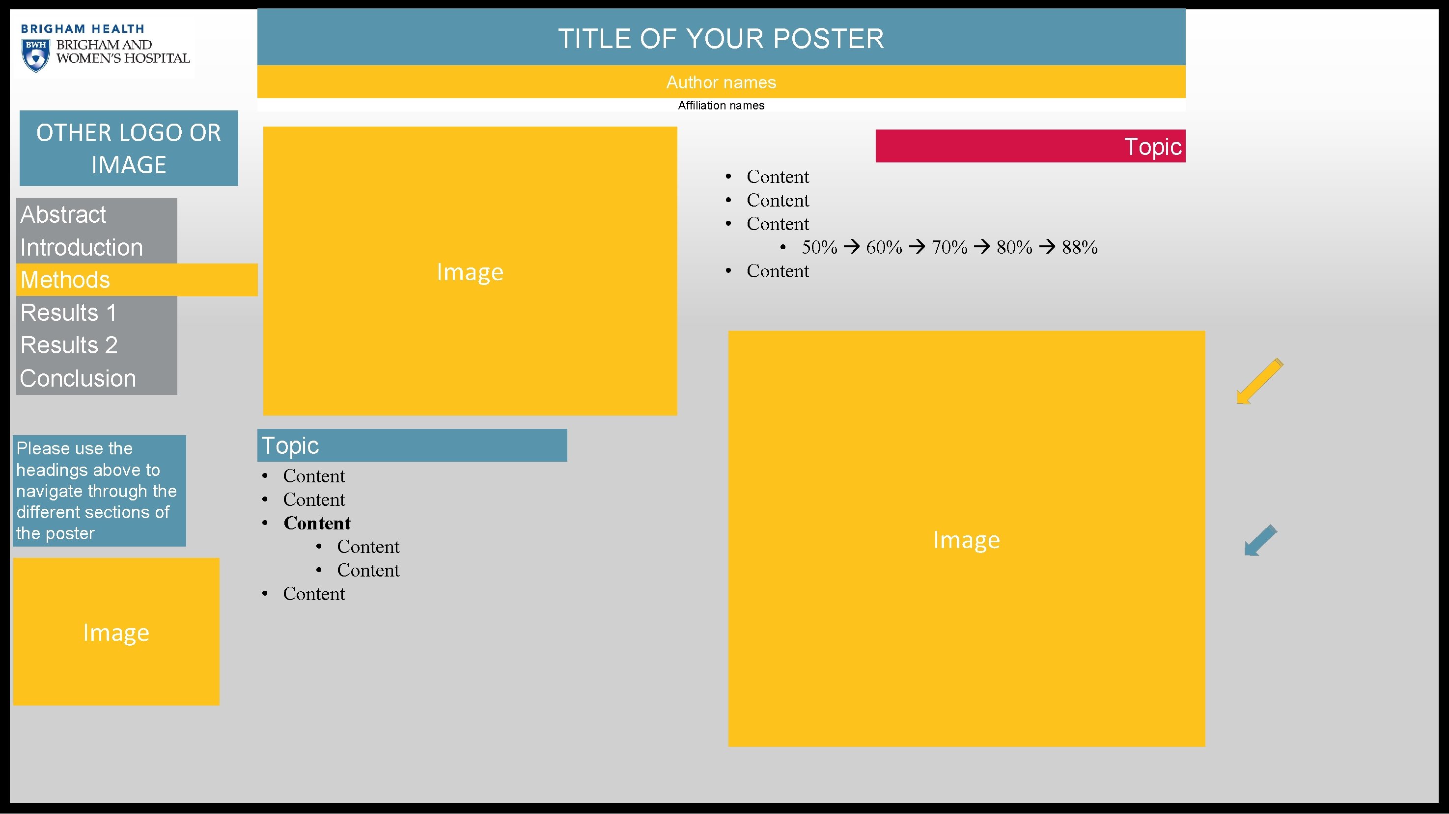TITLE OF YOUR POSTER Author names Affiliation names OTHER LOGO OR IMAGE Topic Abstract