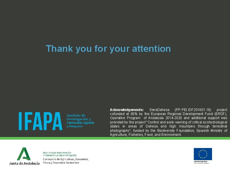 Thank you for your attention Acknowledgements: Sens. Dehesa (PP. PEI. IDF 201601. 16) project
