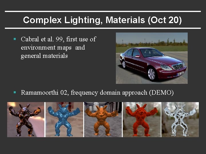 Complex Lighting, Materials (Oct 20) § Cabral et al. 99, first use of environment