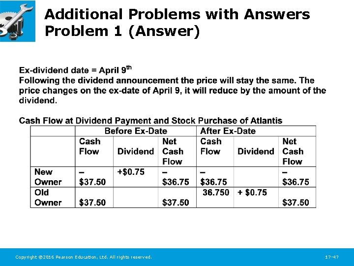 Additional Problems with Answers Problem 1 (Answer) Copyright © 2016 Pearson Education, Ltd. All