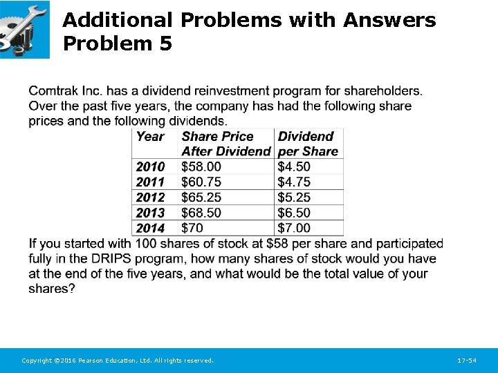 Additional Problems with Answers Problem 5 Copyright © 2016 Pearson Education, Ltd. All rights