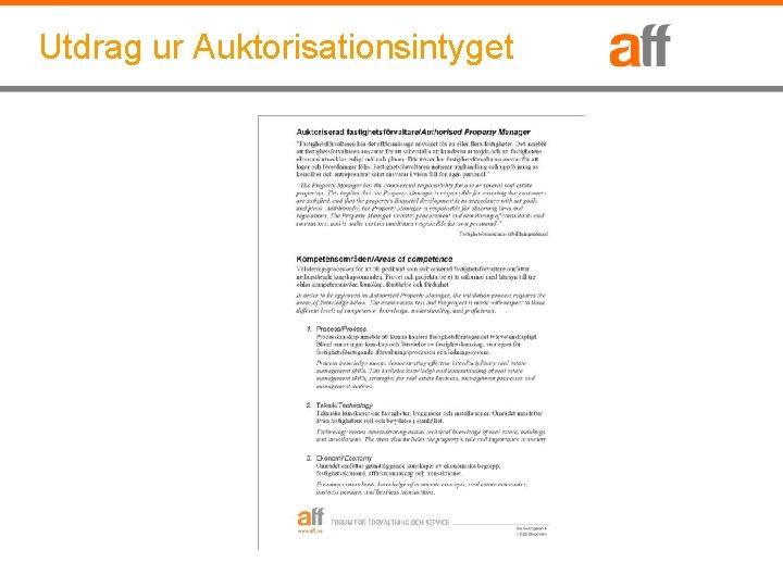 Utdrag ur Auktorisationsintyget 