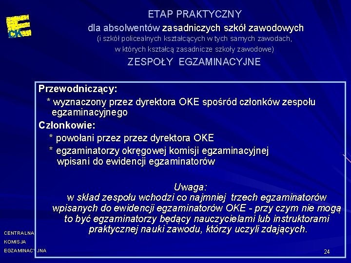 ETAP PRAKTYCZNY dla absolwentów zasadniczych szkół zawodowych (i szkół policealnych kształcących w tych samych