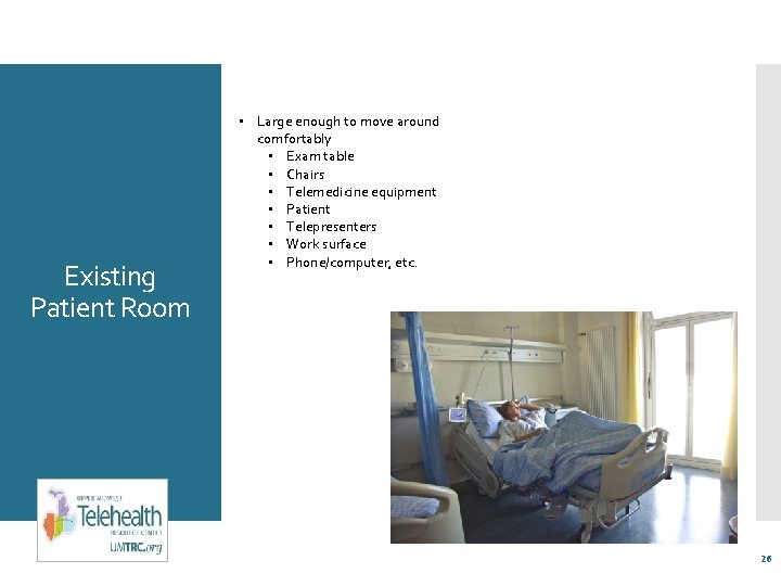 Existing Patient Room • Large enough to move around comfortably • Exam table •