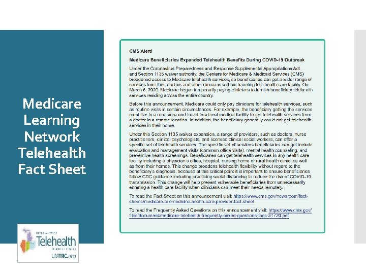 Medicare Learning Network Telehealth Fact Sheet 