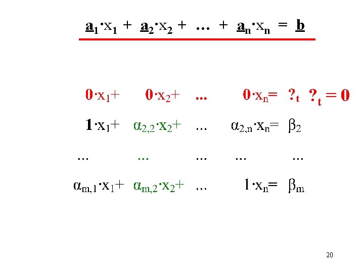 a 1·x 1 + a 2·x 2 + … + an·xn = b ?