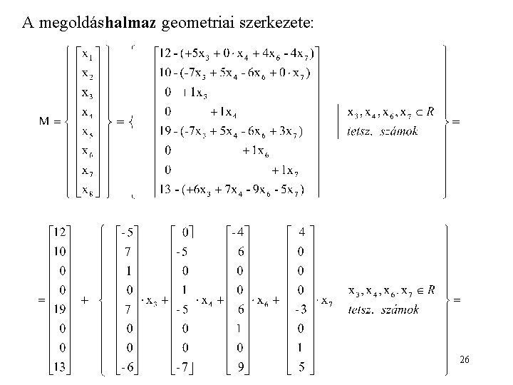 A megoldáshalmaz geometriai szerkezete: 26 