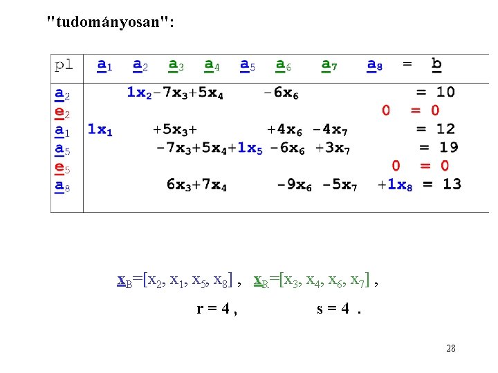 "tudományosan": x. B=[x 2, x 1, x 5, x 8] , x. R=[x 3,