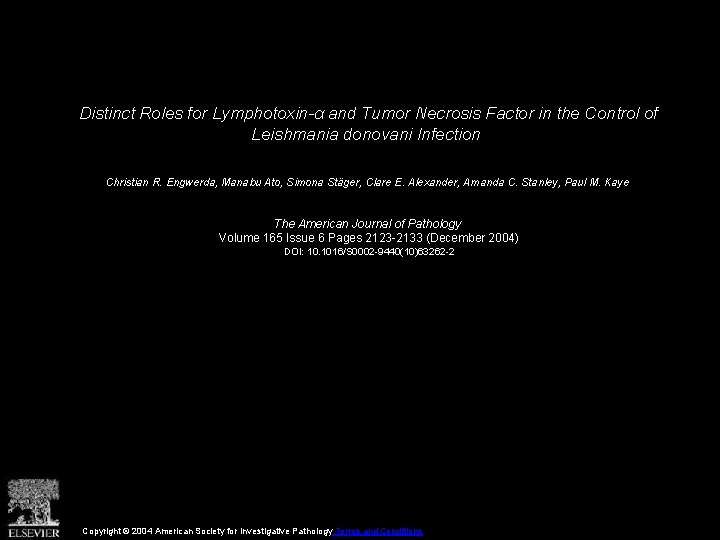 Distinct Roles for Lymphotoxin-α and Tumor Necrosis Factor in the Control of Leishmania donovani