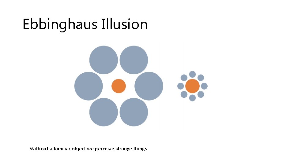 Ebbinghaus Illusion Without a familiar object we perceive strange things 