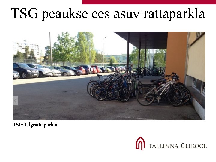 TSG peaukse ees asuv rattaparkla TSG Jalgratta parkla. 