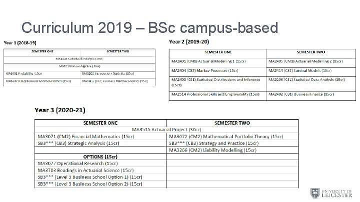 Curriculum 2019 – BSc campus-based 