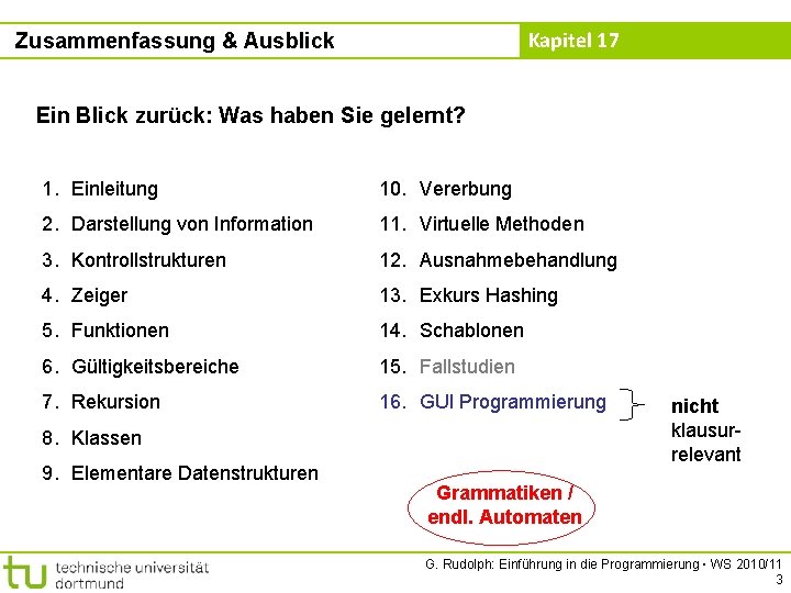 Kapitel 17 Zusammenfassung & Ausblick Ein Blick zurück: Was haben Sie gelernt? 1. Einleitung