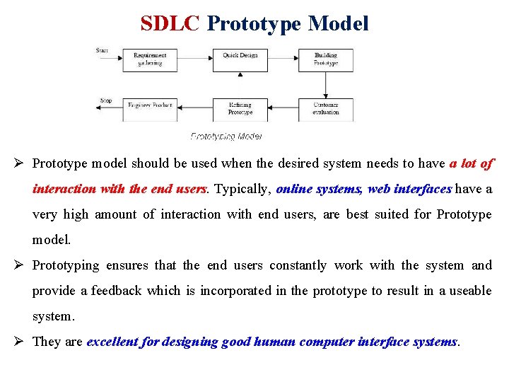 SDLC Prototype Model Ø Prototype model should be used when the desired system needs