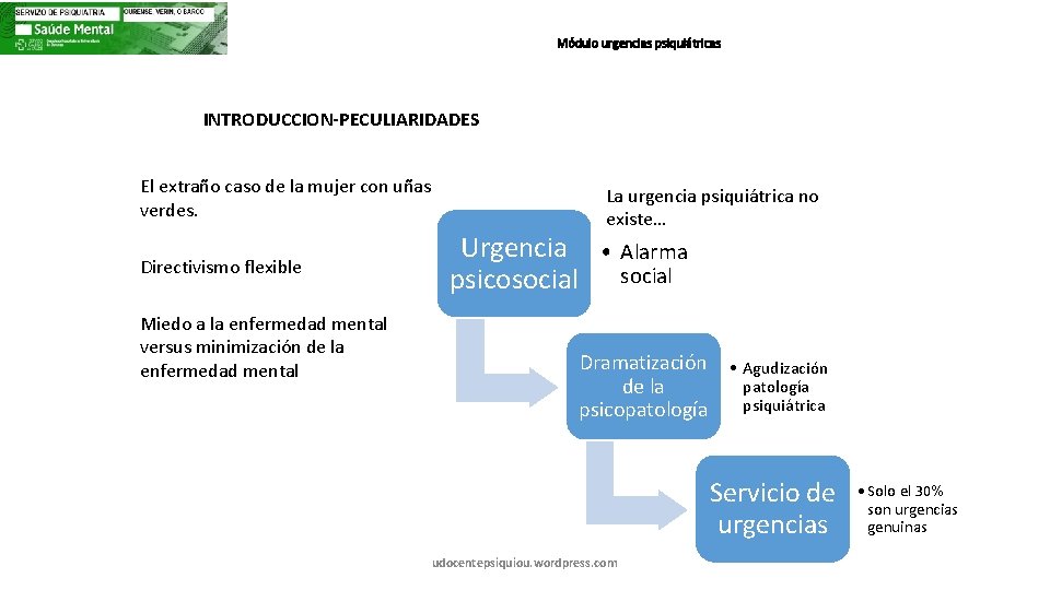 Módulo urgencias psiquiátricas INTRODUCCION-PECULIARIDADES El extraño caso de la mujer con uñas verdes. Directivismo