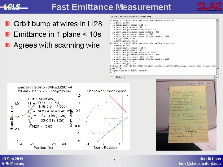 Fast Emittance Measurement Orbit bump at wires in LI 28 Emittance in 1 plane